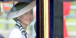 Catherine,Princess of Wales,during Trooping the Colour at Buckingham Palace.