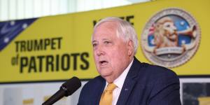 Clive Palmer at the official launch of the Trumpet of Patriots.