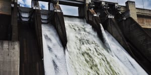 Warragamba spillway releases water into the Hawkesbury Nepean river system after the East Coast Low brought floodwaters into the catchment in 2015. 