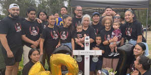 Keith Titmuss’ family and friends celebrates his 21st birthday at Forest Lawn Memorial Park in Leppington in February.