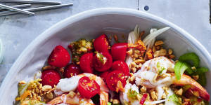 Adam liaw’s prawn and glass noodle salad.