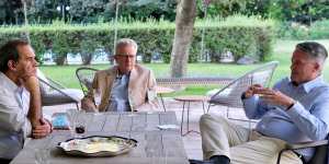 Mathias Cormann in Santiago with Chile’s Foreign Minister Andres Allamand,left.