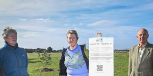 Angela Wiffen,Denice Perryman and John Stirk,of the Friends of the Skeleton Creek conservation group,want the council to leave all the trees where they were planted.