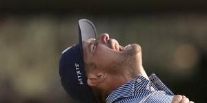 Bryson DeChambeau celebrates after winning the U.S. Open golf tournament.