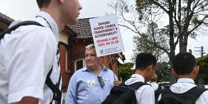 Parents and former Newington College students protested outside the Stanmore campus on January 31 following an announcement in November that the school would become co-ed.