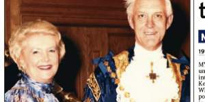 Baroness Gardner of Parkes with husband Kevin Gardner,1987. 