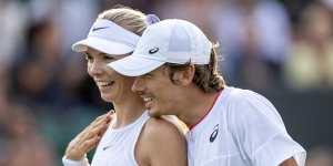 With his girlfriend and fellow tennis player,Britain’s Katie Boulter,during last year’s mixed doubles at Wimbledon.