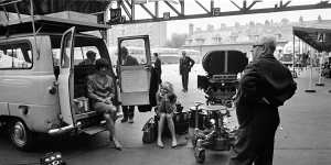  English actress Susannah York watching Eleanor Fazan during a break in filming at Victoria Coach Station,London,1965.