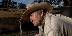 Duncan Barber on his parched property near Redesdale.