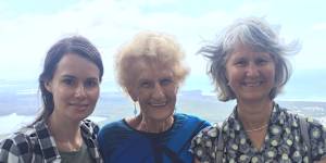 Moore-Gilbert with Gran Marjorie and mum Jenny,just after her release.