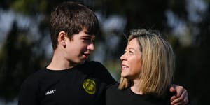Bek* with her 12-year-old son Harry,who suffers from anxiety.