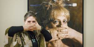 The eyes have it:Darling Portrait Prize winner Jaq Grantford with her self portrait.