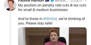 The tweet sent by Lidia Thorpe to Pauline Hanson.
