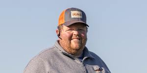 Ninth generation farmer Caleb Ragland on his property in Magnolia,Kentucky.