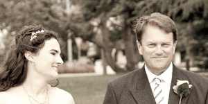 Emma Grey and husband Jeff on their wedding day in 2009.