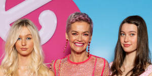 Jessica Rowe with her two daughters,Allegra and Giselle Overton.
