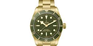 Tudor’s gold watch with a pickle-green face