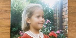 Julia aged five,wearing a velvet dress that was originally her mum’s. 