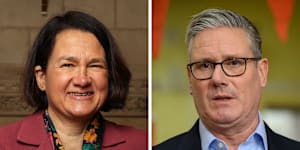 Labour MP Catherine West and UK Prime Minister Keir Starmer.