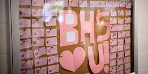 Valentine messages to students from leadership at Blakehurst High School. 