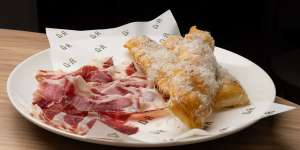 Gnocchi fritti'cacio e pepe'with jamon Iberico. 