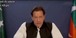 The AI video released on behalf of Imran Khan where he claims victory in the Pakistani election.