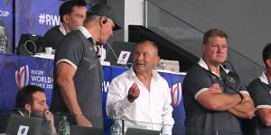 Wallabies coach Eddie Jones at the game against Portugal on Sunday (Monday AEDT).