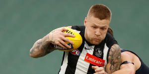 Jordan De Goey in action for Collingwood in July.