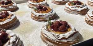 An Austro pastry featuring sour cherries in sweet cheese.