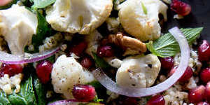 Seductive:Warm cauliflower and pomegranate salad.