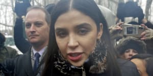 Emma Coronel Aispuro,wife of Joaquin “El Chapo” Guzman,leaves federal court in New York in 2019. 