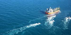 A ship in the Strait of Hormuz.