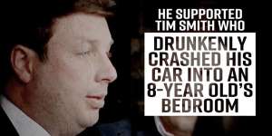 A Labor ad attacking Guy who was leader when Kew MP Tim Smith (pictured) crashed his car while drunk. Smith isn’t standing for re-election.