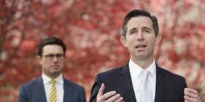 Agriculture Minister David Littleproud and Trade Minister Simon Birmingham. 
