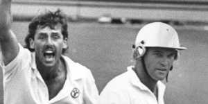 Tony Dodemaide,on his Test debut,dismisses Martin Crowe at the MCG in 1987.