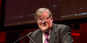 Stephen Fry speaking at the 2018 Festival of Dangerous Ideas