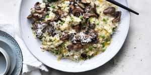 Mushroom and pea risotto. 