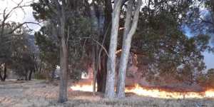 The fire as it approached Emma Mirco and Danny Patton’s property.