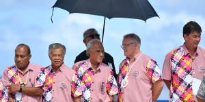 Scott Morrison at the Pacific Islands Forum in 2019:“Pacific family” talk did not give him much warning of China’s Solomon Islands base intentions.