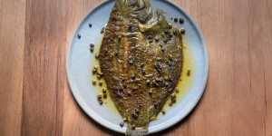 Flounder with brown butter,lemon and capers.