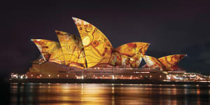As it will appear:Life Enlivened on the Sydney Opera House sails.