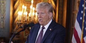 President-elect Donald Trump speaks during a news conference at Mar-a-Lago on Tuesday.