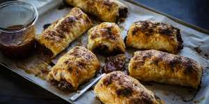 Bloody mary sausage rolls with vodka-spiked relish.