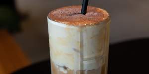 Iced tiramisu latte from Plate Cafe at Sydney Olympic Park.