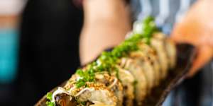 One of many sushi plates available.