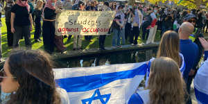 An uneasy stand-off formed at Melbourne University this month between a Jewish community rally and students protesting against university ties to weapons companies and Israel’s war in Gaza. 
