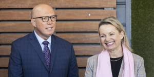 The long road back:Opposition Leader Peter Dutton and deputy Sussan Ley.