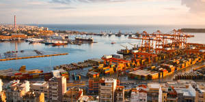 The busy port of Piraeus,Athens.