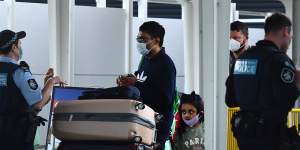 Passengers arrive at Sydney International Airport from Los Angeles off a United Airlines flight that arrived just after 6am on Thursday.