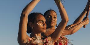  Abigail Delaney and Serene Dharpaloco Yunupingu from the Janawi Dance Clan in a 2019 celebration of First Nations Dance.